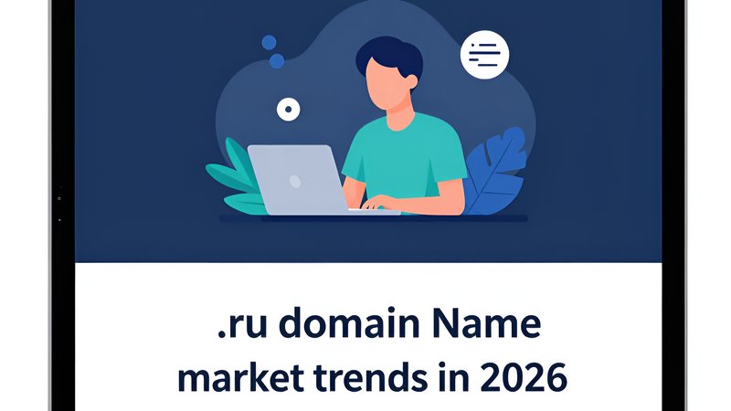 Современная иллюстрация рыночных трендов доменных имен ру на 2026 год для блога WMDengi
